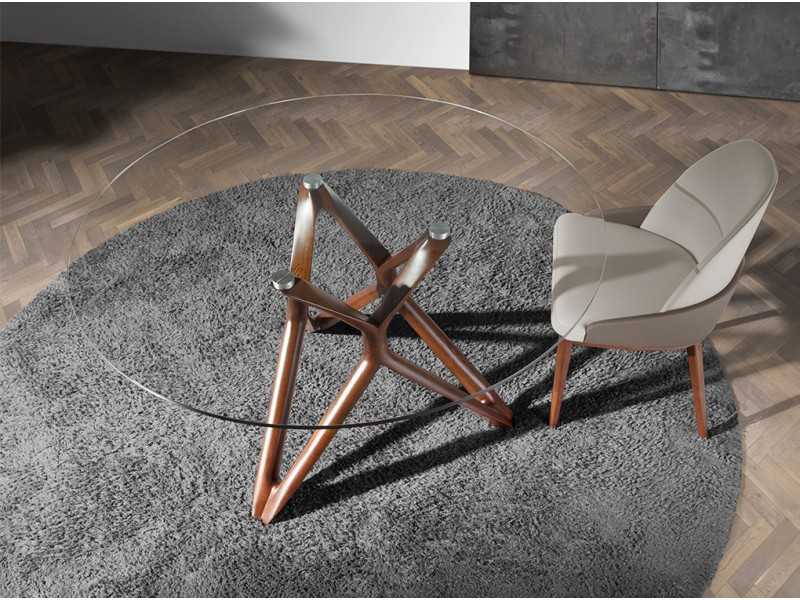 Mesa de comedor redonda con base en madera maciza - SERPA