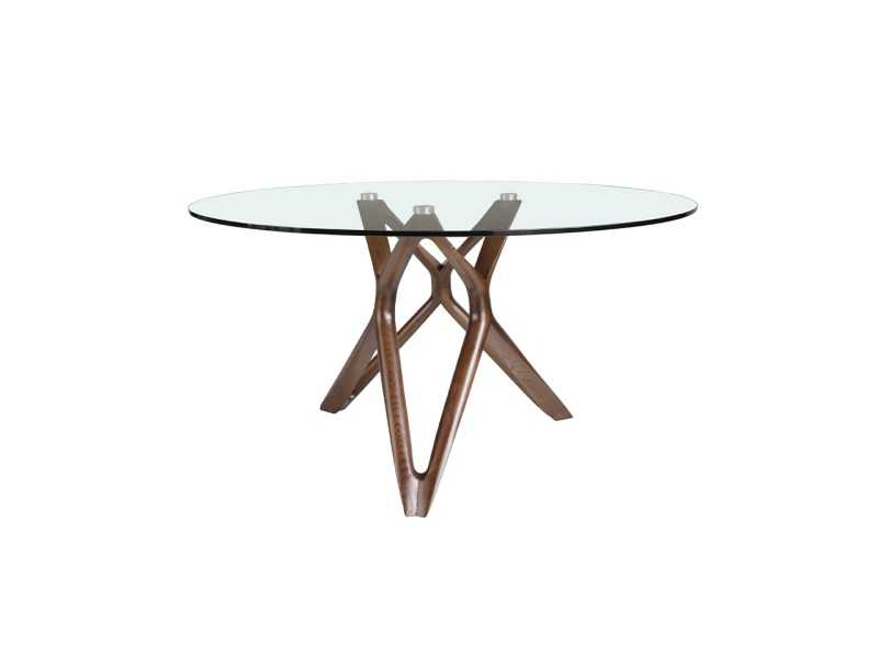 Mesa de comedor redonda con base en madera maciza - SERPA