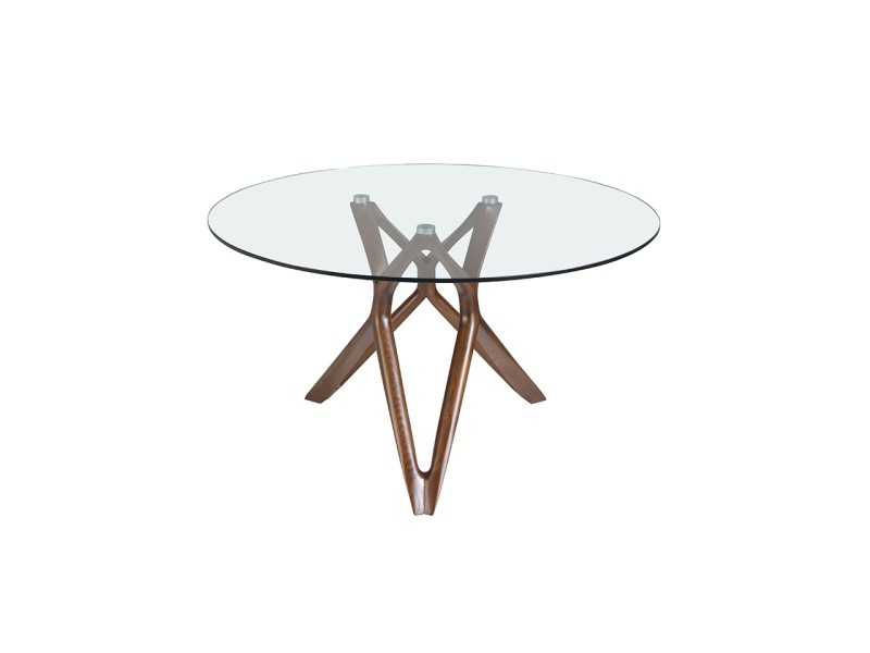 Mesa de comedor redonda con base en madera maciza - SERPA