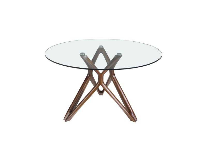 Mesa de comedor redonda con base en madera maciza - SERPA