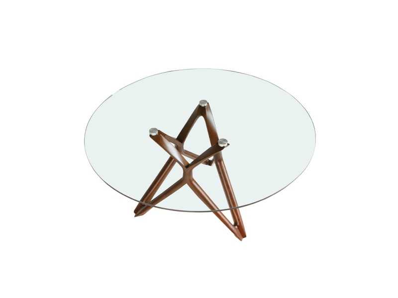 Mesa de comedor redonda con base en madera maciza - SERPA