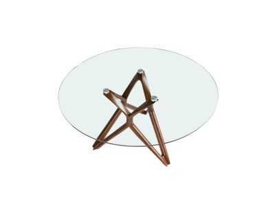 Round dining table with solid wood base - SERPA