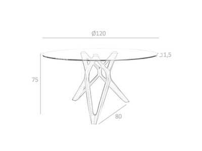 Round dining table with solid wood base - SERPA