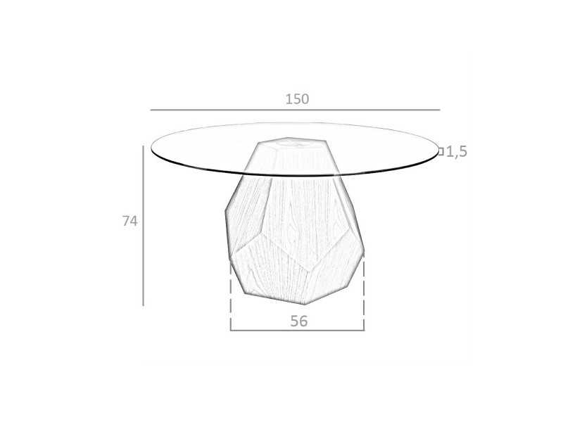 Round table with tempered glass top and walnut veneer base - FORÊT