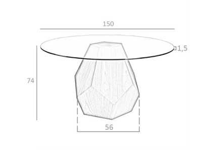 Table ronde avec plateau en verre trempé et piètement en placage de noyer - FORÊT