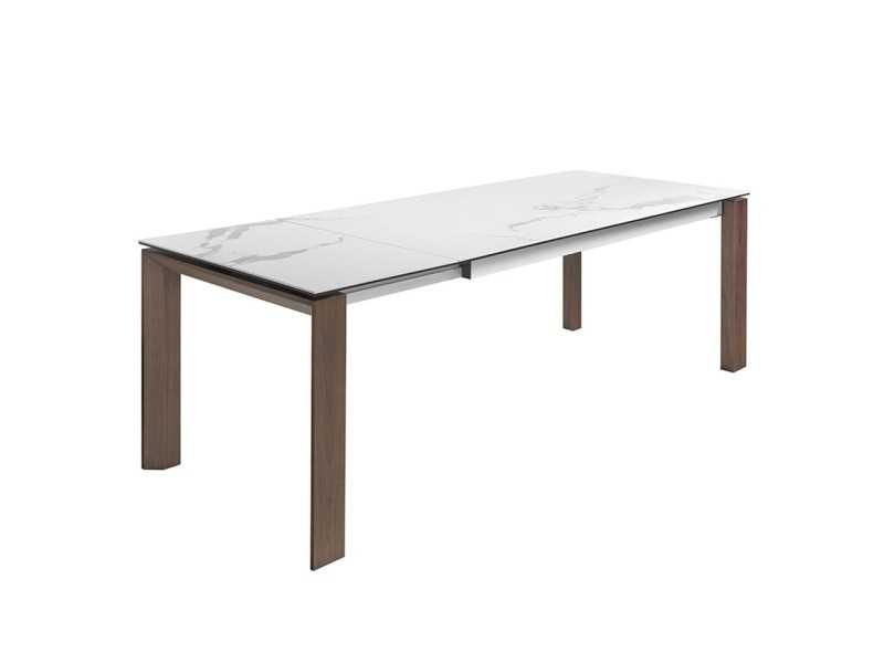 Table à manger extensible en noyer et plateau en porcelaine - AVIGNON