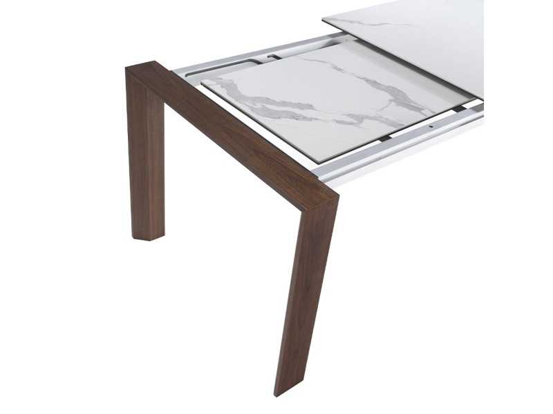 Table à manger extensible en noyer et plateau en porcelaine - AVIGNON