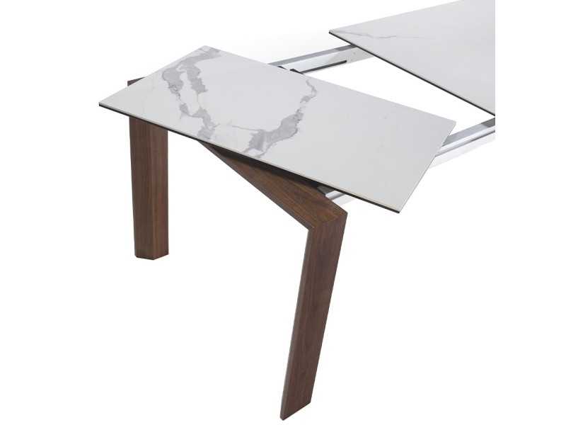 Table à manger extensible en noyer et plateau en porcelaine - AVIGNON
