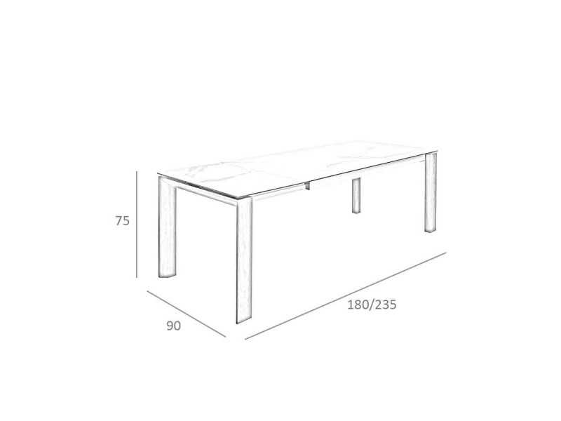 Table à manger extensible en noyer et plateau en porcelaine - AVIGNON
