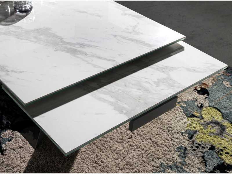 Mesa de comedor extensible con base en acero lacado negro - SEDAN