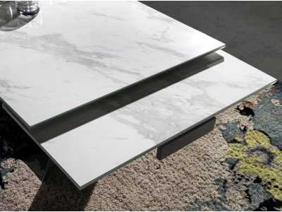 Mesa de comedor extensible con base en acero lacado negro - SEDAN