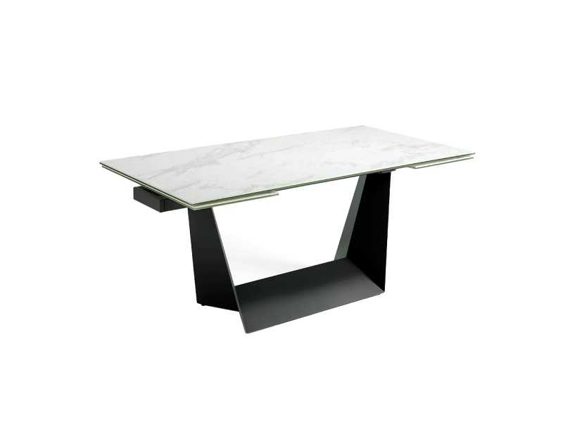 Extendable dining table with black lacquered steel base - SEDAN