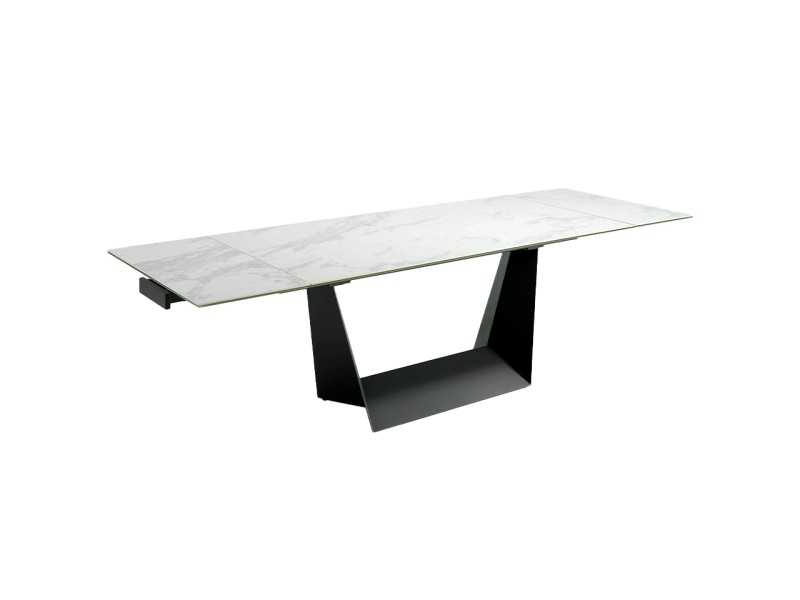 Mesa de comedor extensible con base en acero lacado negro - SEDAN
