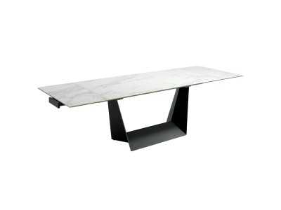 Mesa de comedor extensible con base en acero lacado negro - SEDAN