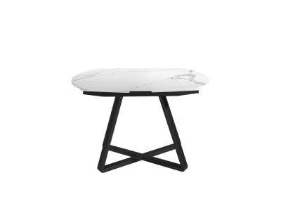 Extendable dining table with porcelain marble top and stainless steel base - MOSSET