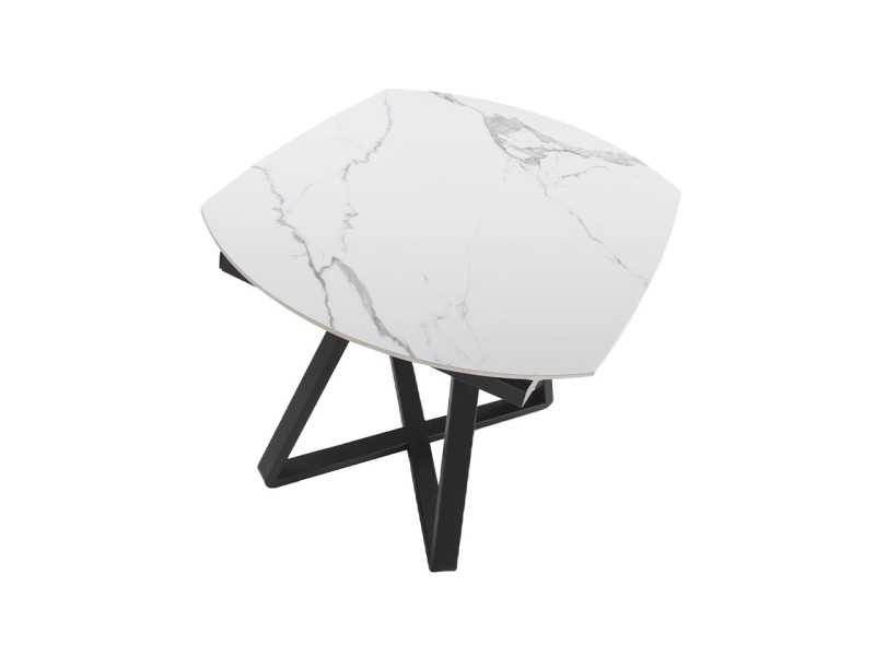 Extendable dining table in porcelain and steel base - MOSSET
