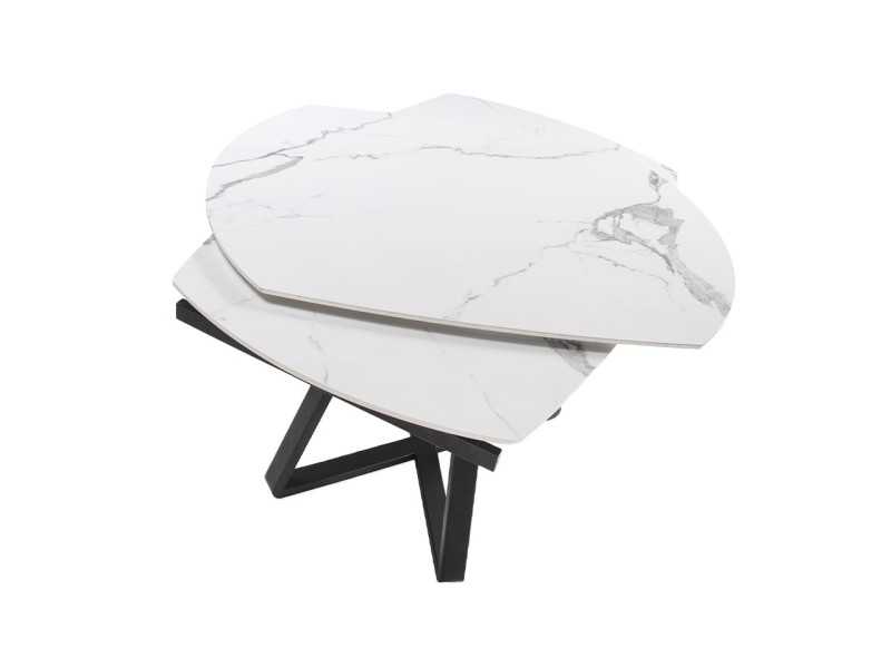 Extendable dining table in porcelain and steel base - MOSSET