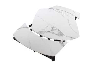 Extendable dining table with porcelain marble top and stainless steel base - MOSSET