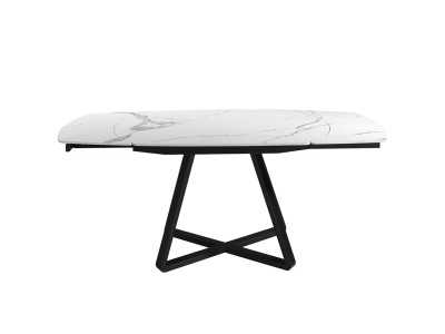 Mesa comedor extensible en porcelánico y base en acero - MOSSET