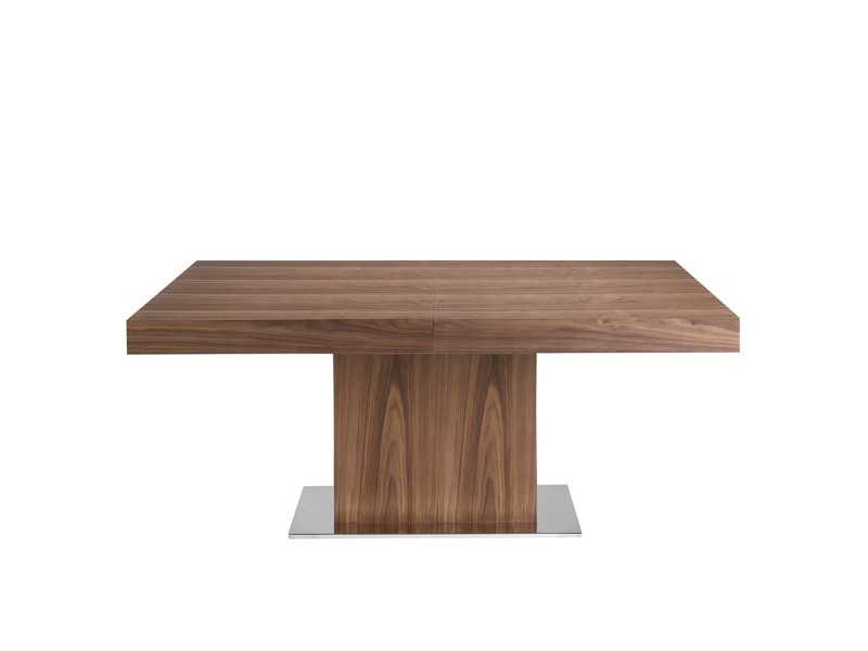 Extendable walnut dining table with stainless steel base - LEEDS