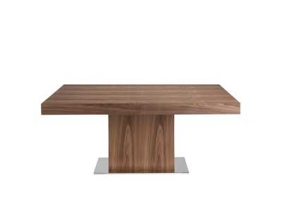 Mesa de comedor extensible de nogal con base en acero inoxidable - LEEDS
