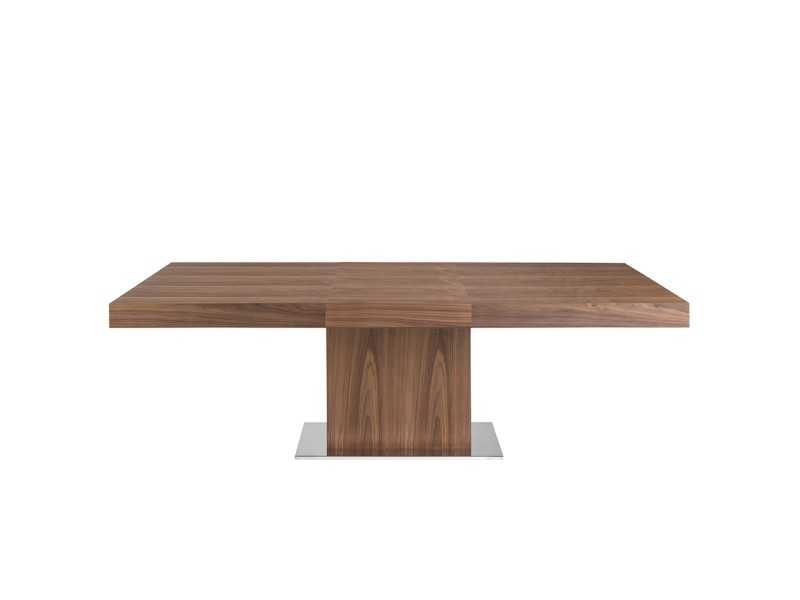Extendable walnut dining table with stainless steel base - LEEDS