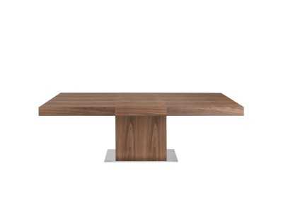 Mesa de comedor extensible de nogal con base en acero inoxidable - LEEDS