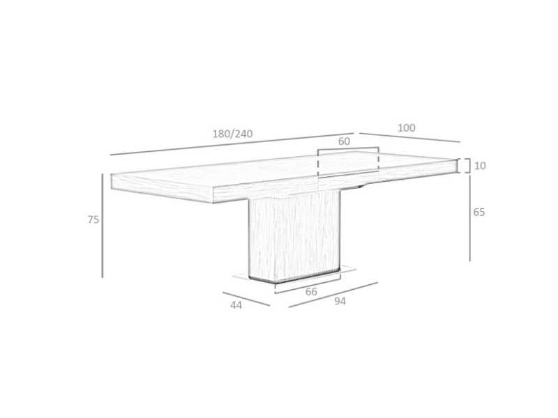 Table à manger extensible en noyer avec base en acier inoxydable - LEEDS
