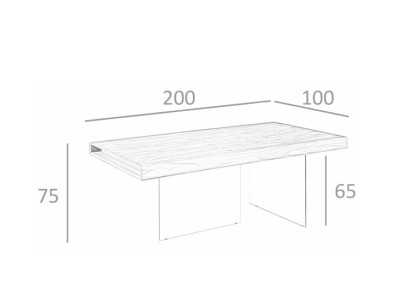 Fixed dining table in walnut with tempered glass bases - BRISTOL