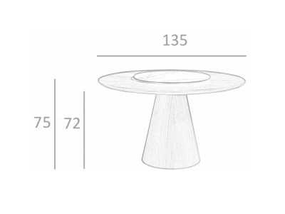 Table à manger ronde en bois de noyer et plateau tournant - DERBY