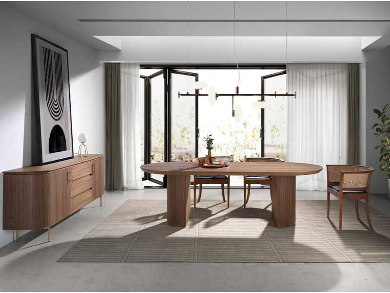 Oval dining table in walnut - BRIGHTON