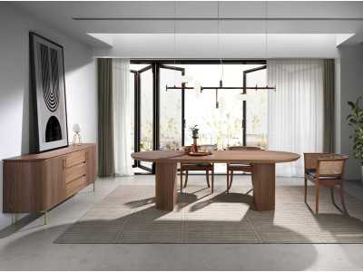 Oval dining table in walnut - BRIGHTON