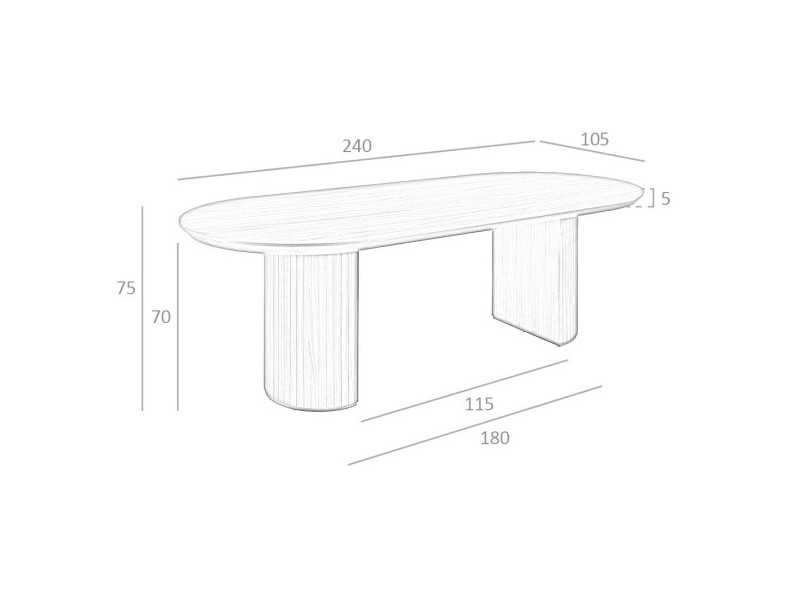 Mesa de comedor ovalada en nogal - BRIGHTON