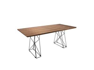 Mesa rectangular con tapa de nogal y bases en acero - HALIFAX