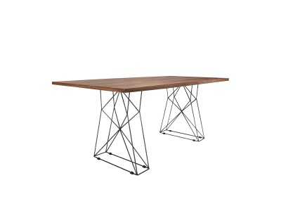 Table rectangulaire avec plateau en noyer et bases en acier - HALIFAX
