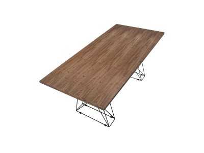 Table rectangulaire avec plateau en noyer et bases en acier - HALIFAX