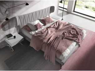 Cama completa de diseño tapizada en tela con patas en acero - UCCLE 2