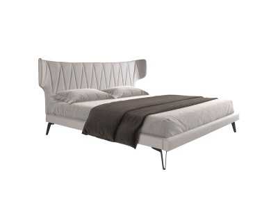 Lit complet design recouvert de tissu avec pieds en acier - UCCLE