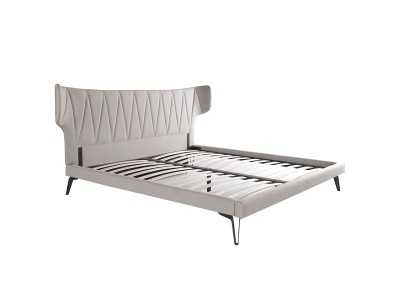 Lit complet design recouvert de tissu avec pieds en acier - UCCLE