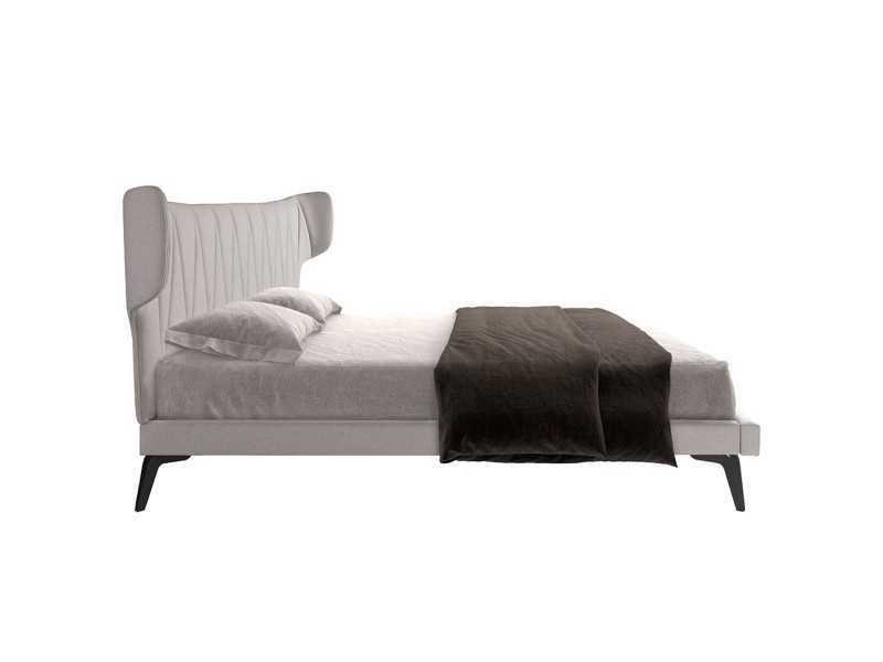 Lit complet design recouvert de tissu avec pieds en acier - UCCLE