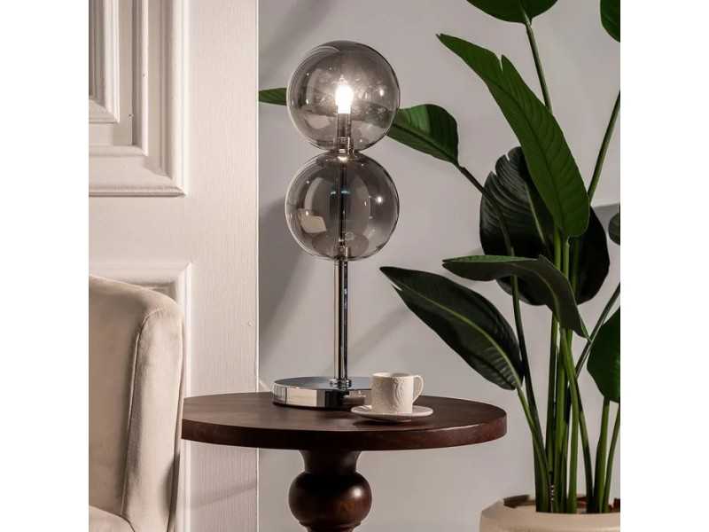 Table lamp in chromed steel and glass - BULLES 3