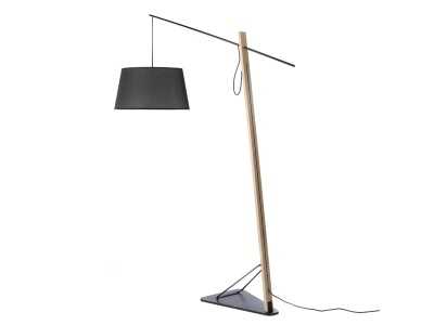 Lámpara de pie en acero y madera de roble - LOKEREN