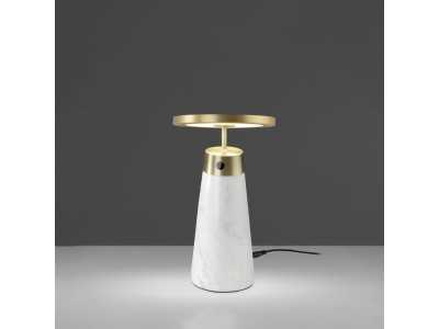 Lampe de table en acier poli et porcelaine blanche - ASTRID BLANCO