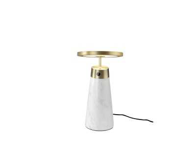 Lampe de table en acier poli et porcelaine blanche - ASTRID BLANCO