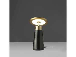 Lampe de table en acier poli et porcelaine noir - ASTRID NEGRO