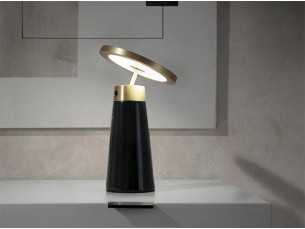 Lampe de table en acier poli et porcelaine noir - ASTRID NEGRO 2