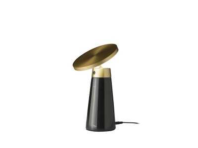 Lampe de table en acier poli et porcelaine noir - ASTRID NEGRO