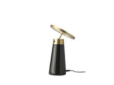 Lampe de table en acier poli et porcelaine noir - ASTRID NEGRO