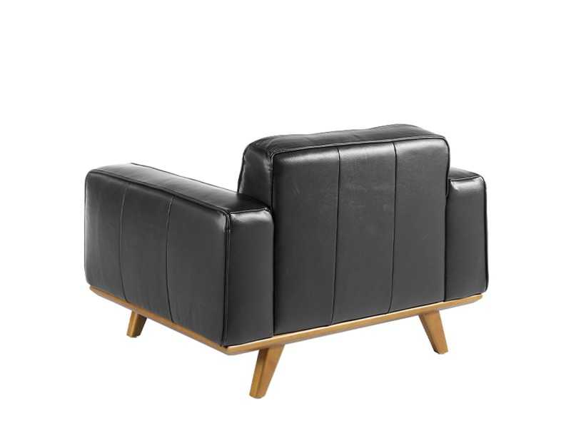 Sillón vintage tapizado en piel genuina color negro - DERBY