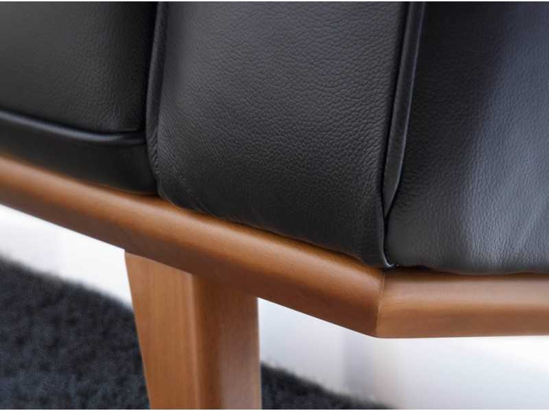 Vintage armchair upholstered in genuine black leather - DERBY